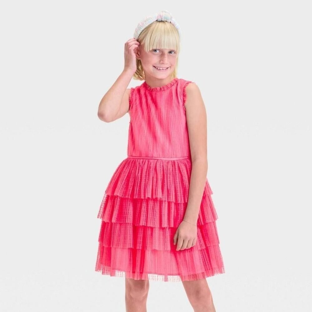 Zenzi Girls Sleeveless Tiered Ruffle Skirt Dress Size M (8)